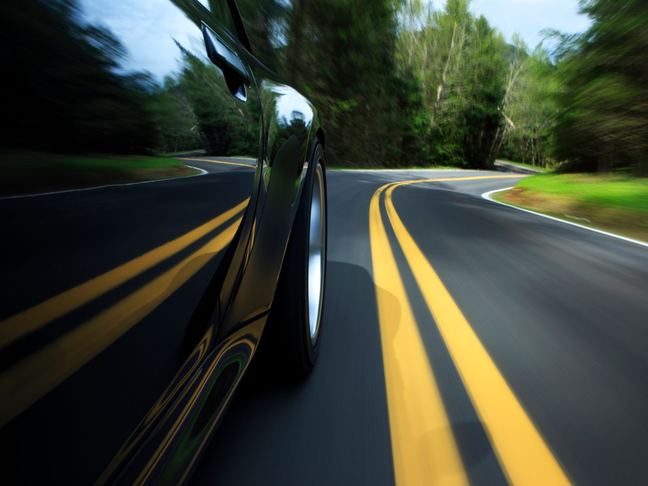 Driving on open road