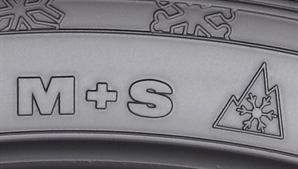3 peak mountain snowflake symbol on tyre sidewall
