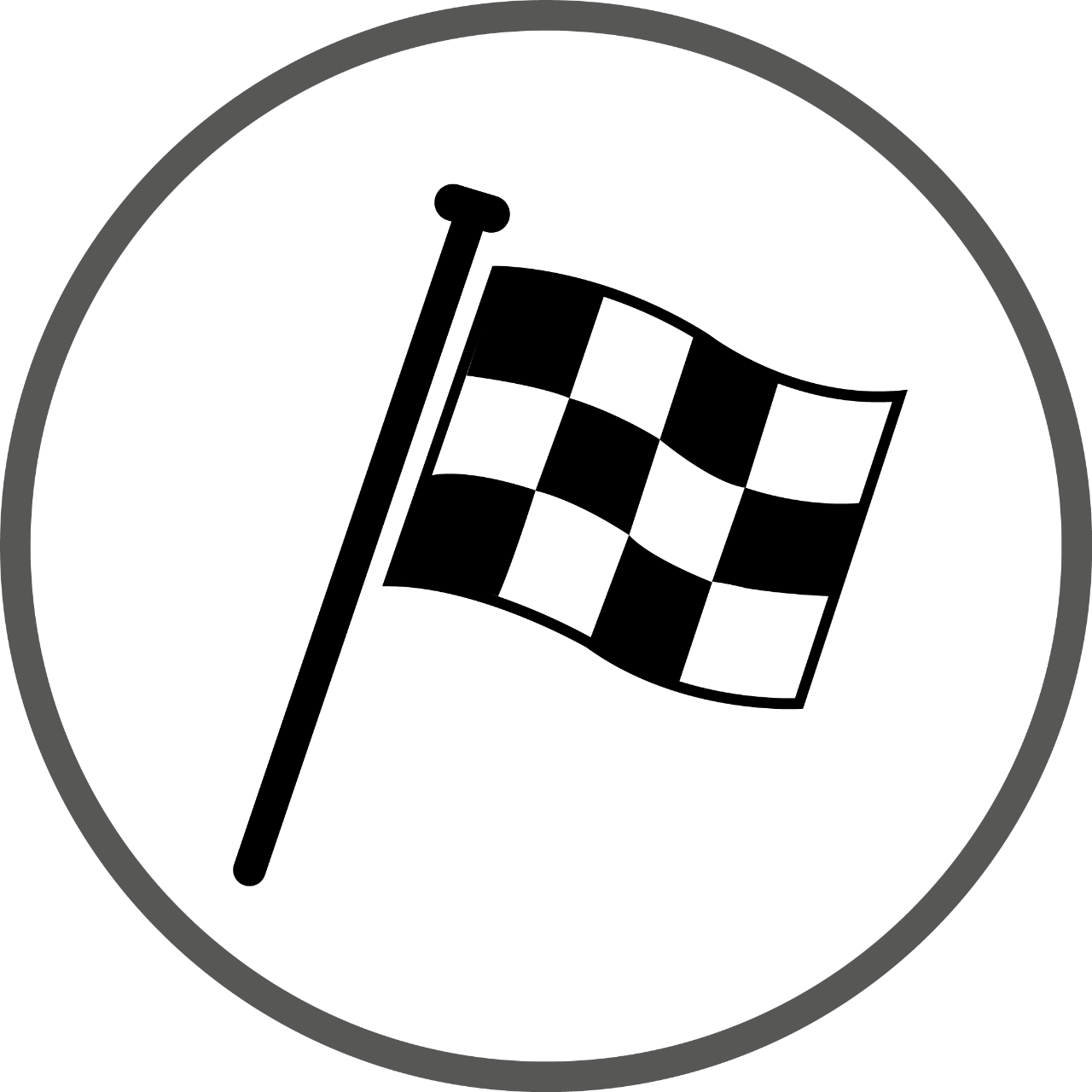 Black and white chequered track day flag icon